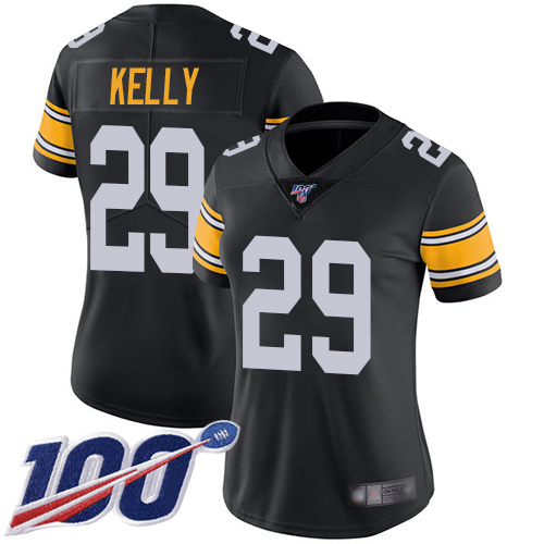 Women Pittsburgh Steelers Football #29 Limited Black Kam Kelly Alternate 100th Season Vapor Untouchable Nike NFL Jersey->pittsburgh steelers->NFL Jersey